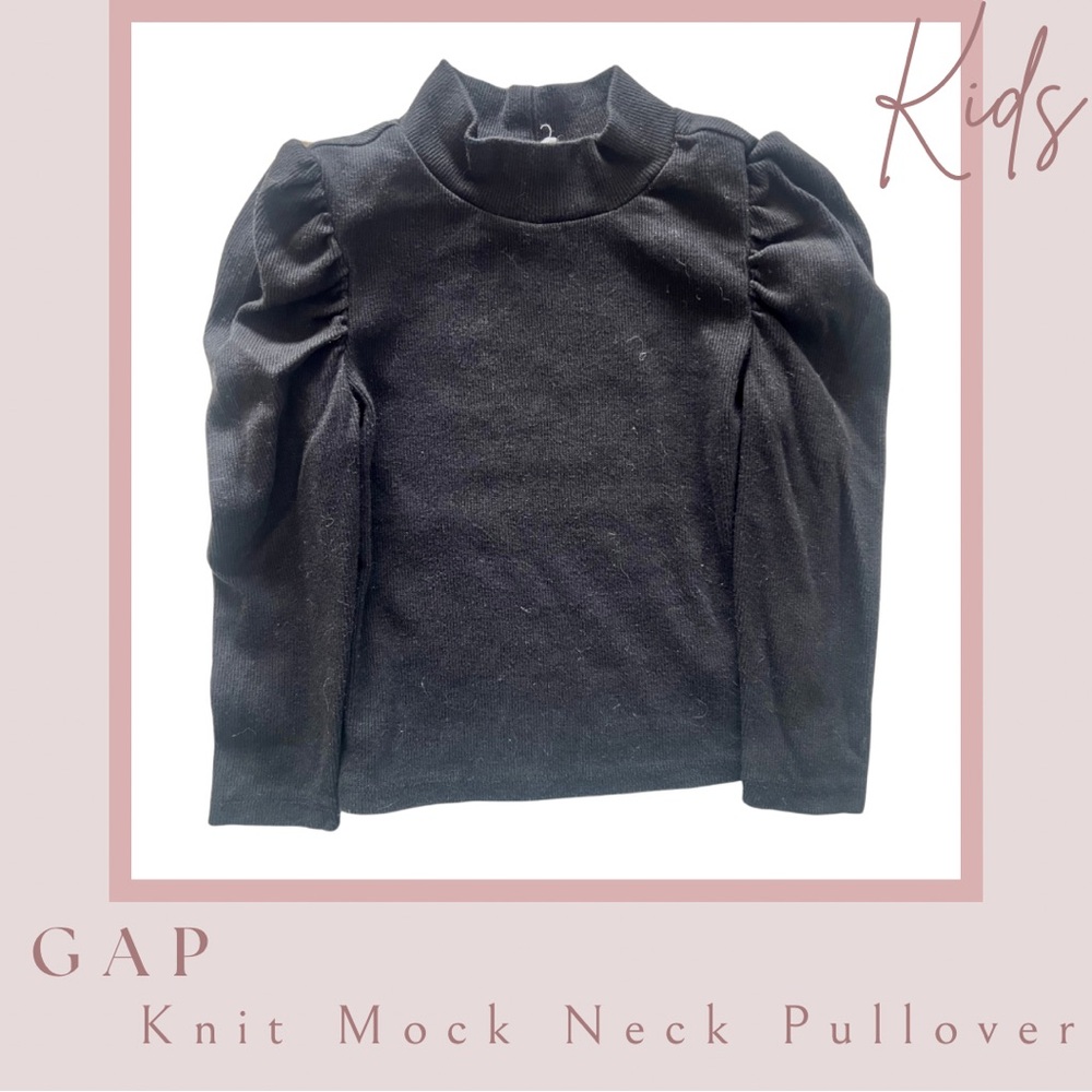 GAP Black Mock Neck Sweater with Balloon Sleeves